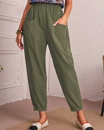 Linen Stretch Casual Pocket Pants